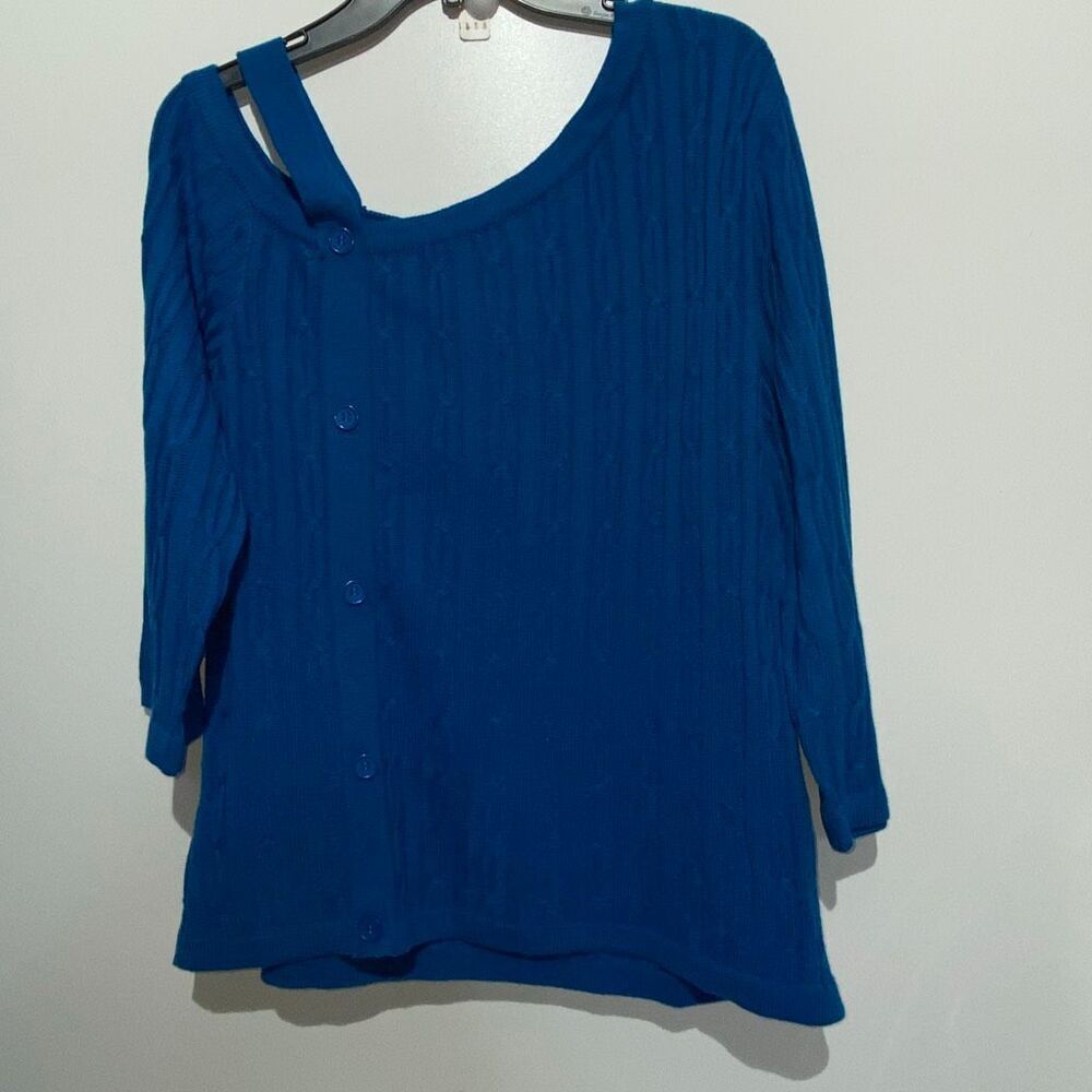 New York & Company Women's‎ Blue Cable Knit One Shoulder Sweater Top XXL NWT